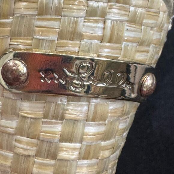 Lilly Pulitzer Kristin Slingback Wedge Sandal Gold Peep-Toe Slingback Heels - Picture 9 of 12